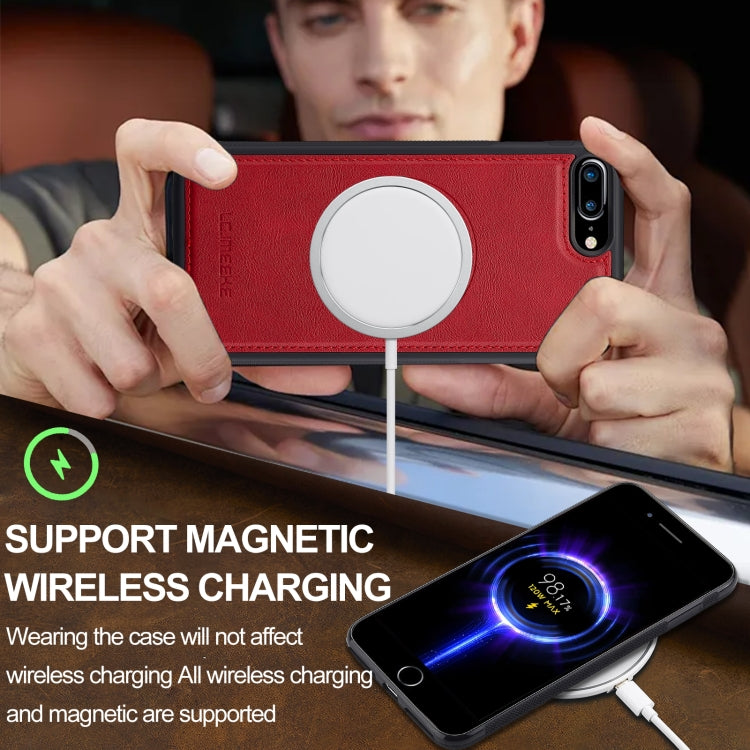 For iPhone 8 Plus / 7 Plus LC.IMEEKE L3 Series Detachable RFID Card Bag Magsafe Phone Case(Red)