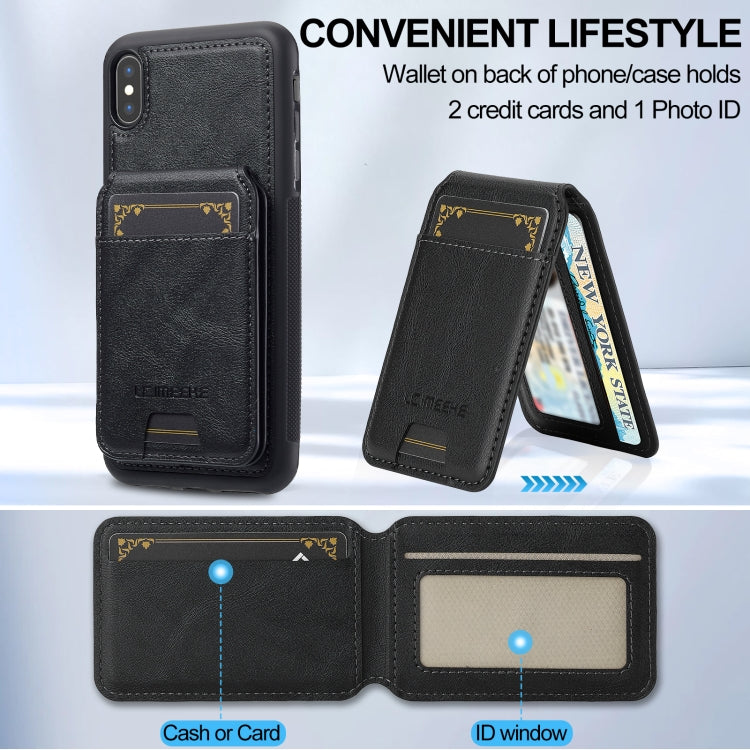 For iPhone XS / X LC.IMEEKE L3 Series Detachable RFID Card Bag Magsafe Phone Case(Black)