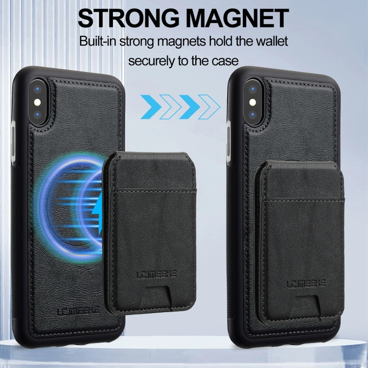 For iPhone XS / X LC.IMEEKE L3 Series Detachable RFID Card Bag Magsafe Phone Case(Black)