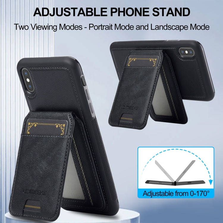 For iPhone XS / X LC.IMEEKE L3 Series Detachable RFID Card Bag Magsafe Phone Case(Black)