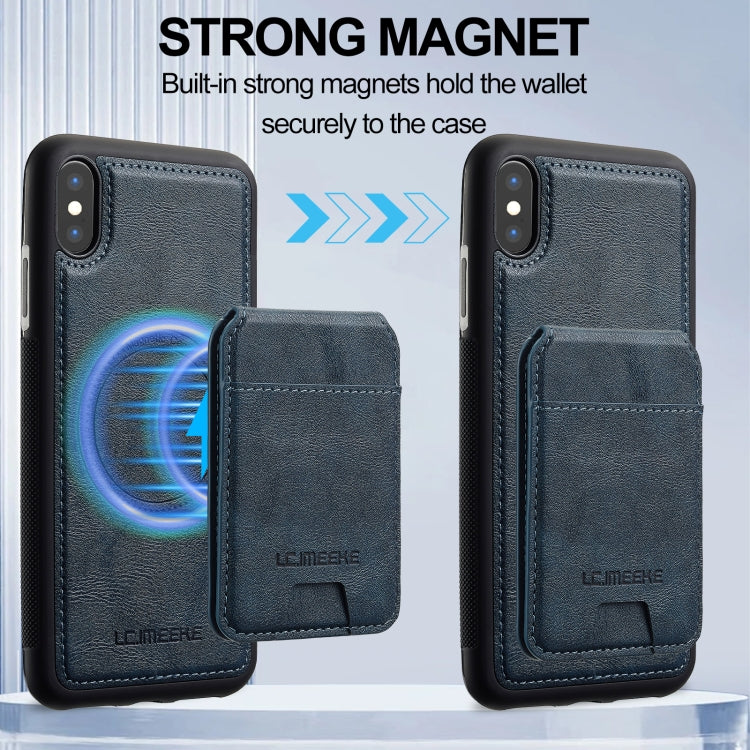For iPhone XS / X LC.IMEEKE L3 Series Detachable RFID Card Bag Magsafe Phone Case(Blue)