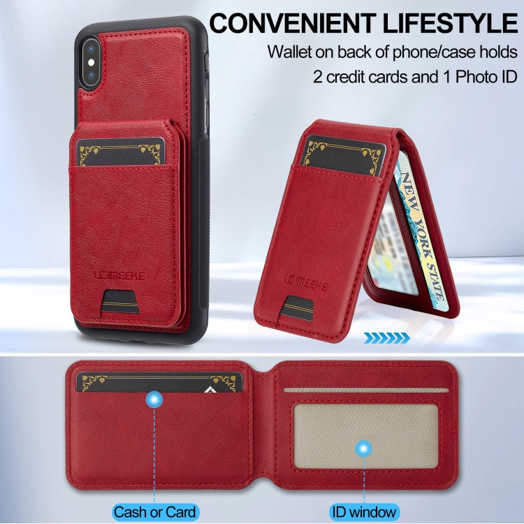 For iPhone XS / X LC.IMEEKE L3 Series Detachable RFID Card Bag Magsafe Phone Case(Red)