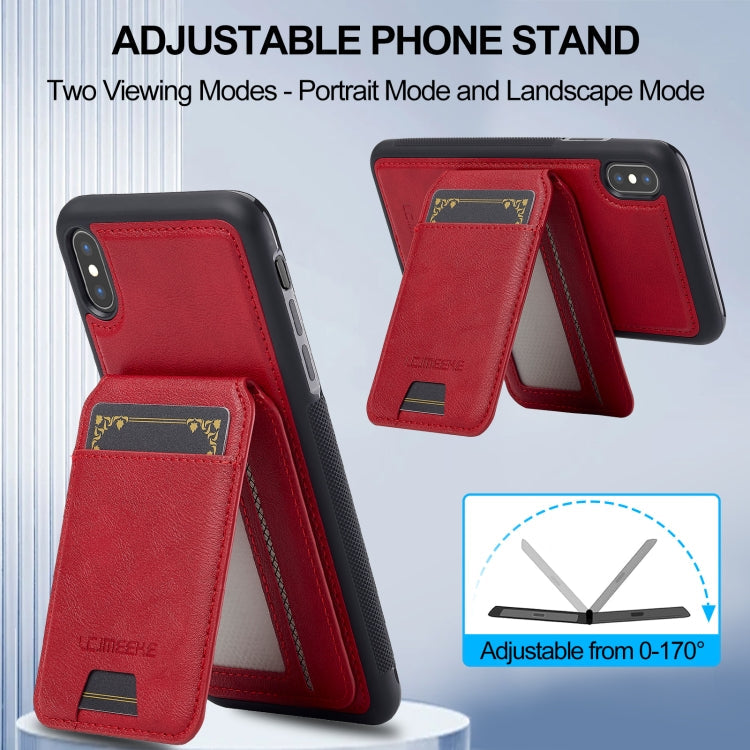 For iPhone XS Max LC.IMEEKE L3 Series Detachable RFID Card Bag Magsafe Phone Case(Red)