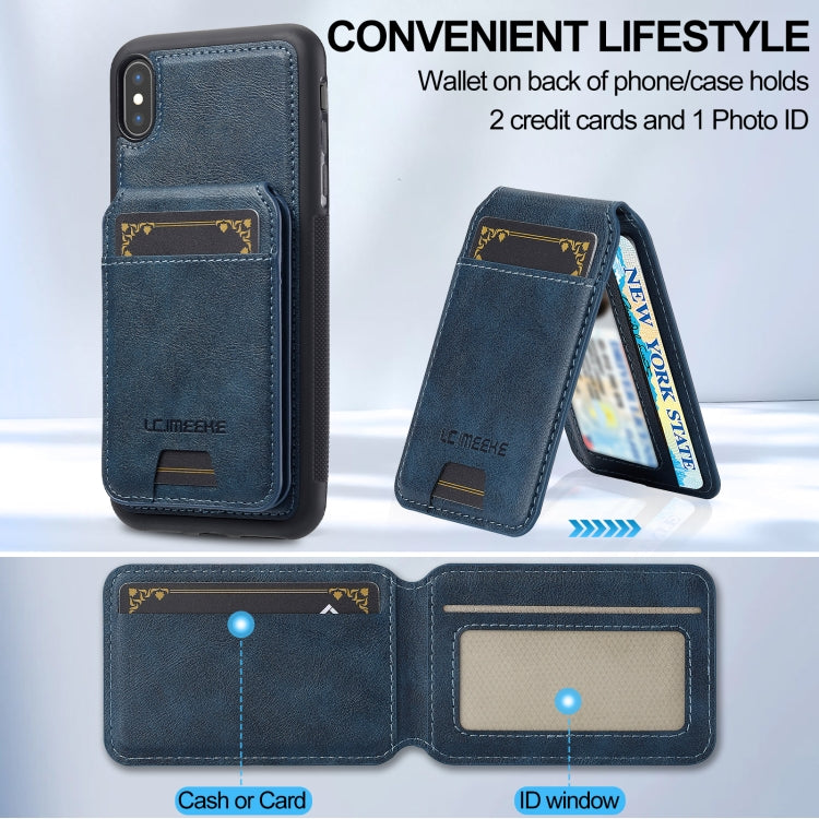 For iPhone XR LC.IMEEKE L3 Series Detachable RFID Card Bag Magsafe Phone Case(Blue)
