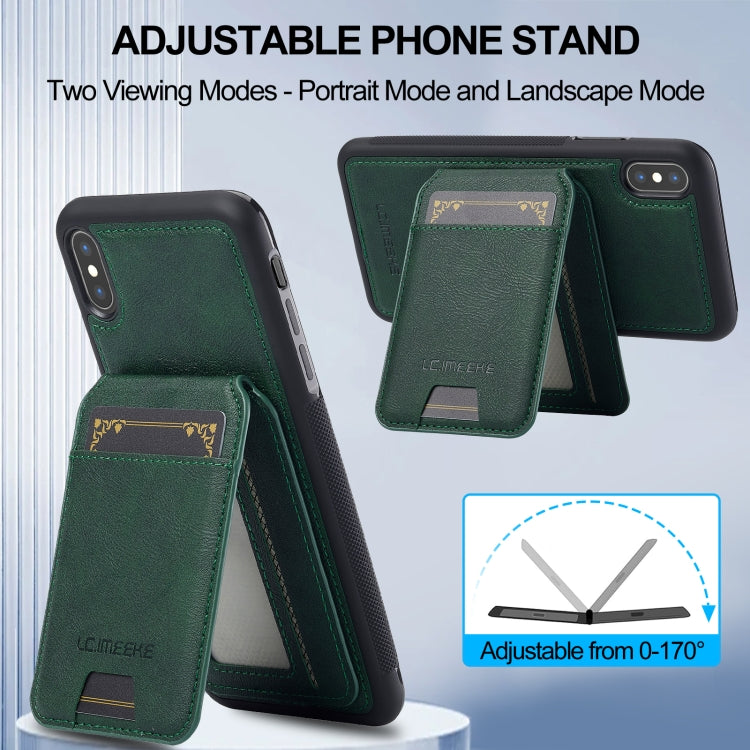 For iPhone XR LC.IMEEKE L3 Series Detachable RFID Card Bag Magsafe Phone Case(Green)