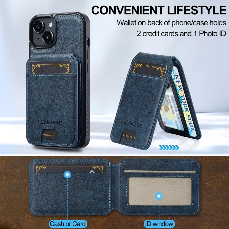 For iPhone 13 mini LC.IMEEKE L3 Series Detachable RFID Card Bag Magsafe Phone Case(Blue)
