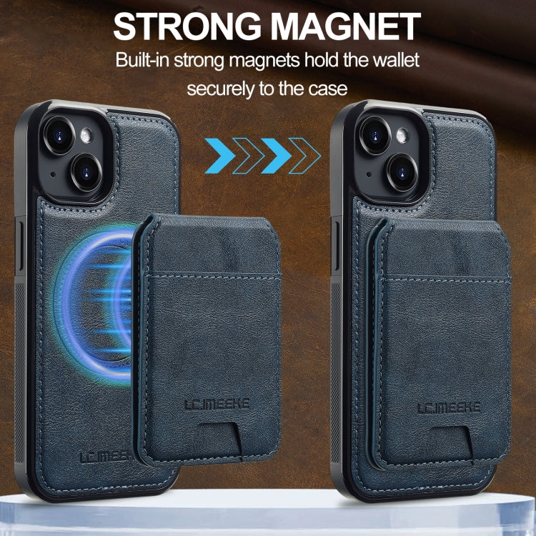 For iPhone 13 mini LC.IMEEKE L3 Series Detachable RFID Card Bag Magsafe Phone Case(Blue)