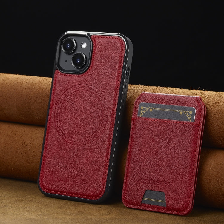 For iPhone 13 mini LC.IMEEKE L3 Series Detachable RFID Card Bag Magsafe Phone Case(Red)