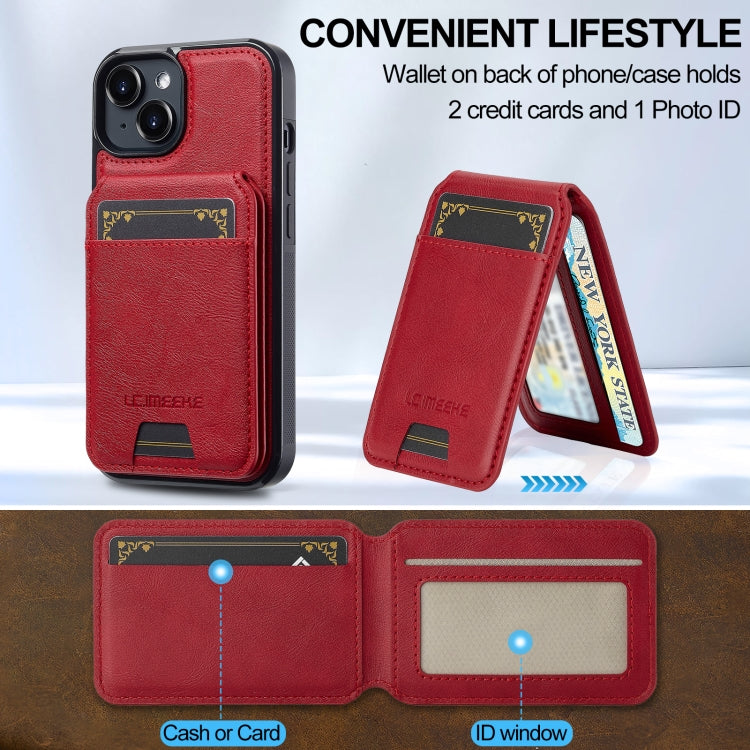 For iPhone 13 mini LC.IMEEKE L3 Series Detachable RFID Card Bag Magsafe Phone Case(Red)