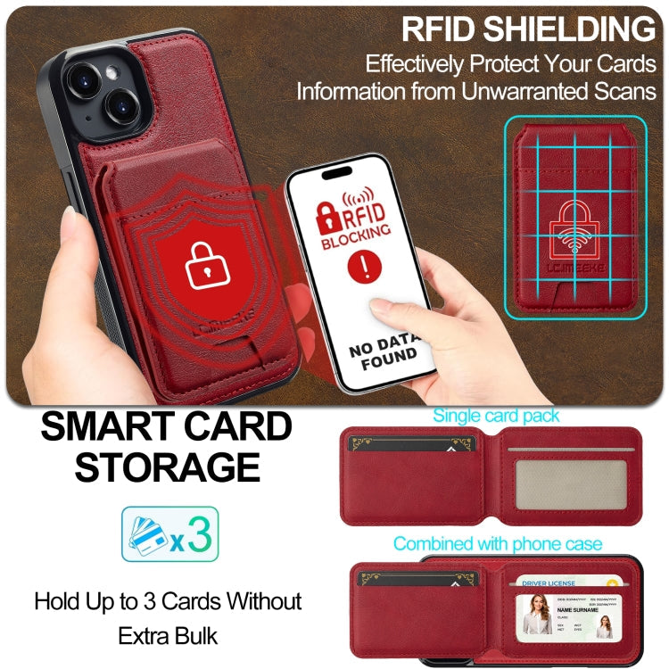 For iPhone 13 mini LC.IMEEKE L3 Series Detachable RFID Card Bag Magsafe Phone Case(Red)