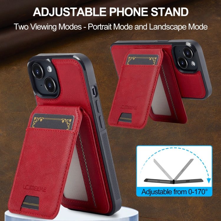 For iPhone 13 mini LC.IMEEKE L3 Series Detachable RFID Card Bag Magsafe Phone Case(Red)