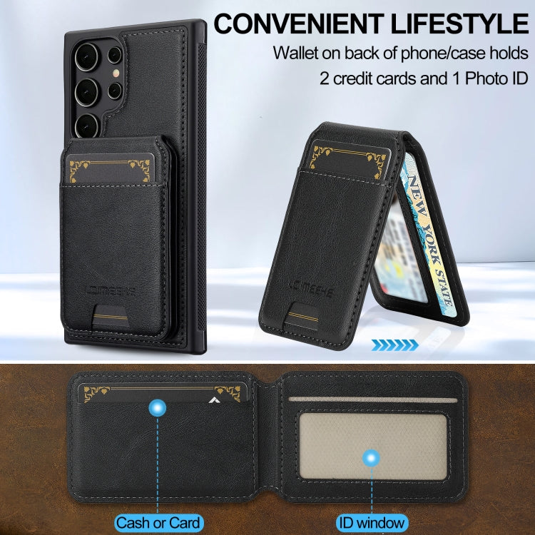 For Samsung Galaxy S24 Ultra 5G LC.IMEEKE L3 Series Detachable RFID Card Bag Magsafe Phone Case(Black)