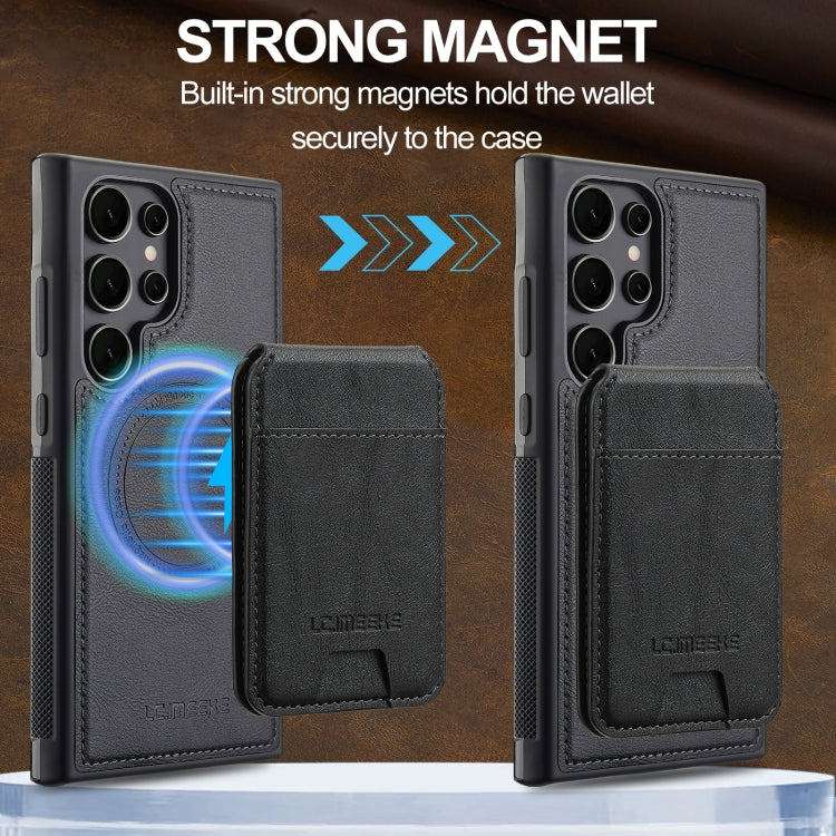 For Samsung Galaxy S24 Ultra 5G LC.IMEEKE L3 Series Detachable RFID Card Bag Magsafe Phone Case(Black)