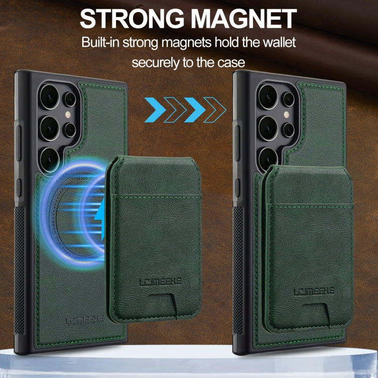 For Samsung Galaxy S24 Ultra 5G LC.IMEEKE L3 Series Detachable RFID Card Bag Magsafe Phone Case(Green)
