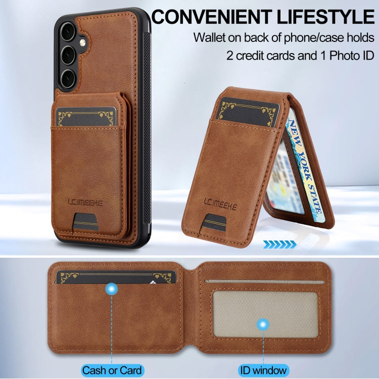 For Samsung Galaxy S24 FE 5G LC.IMEEKE L3 Series Detachable RFID Card Bag Magsafe Phone Case(Brown)