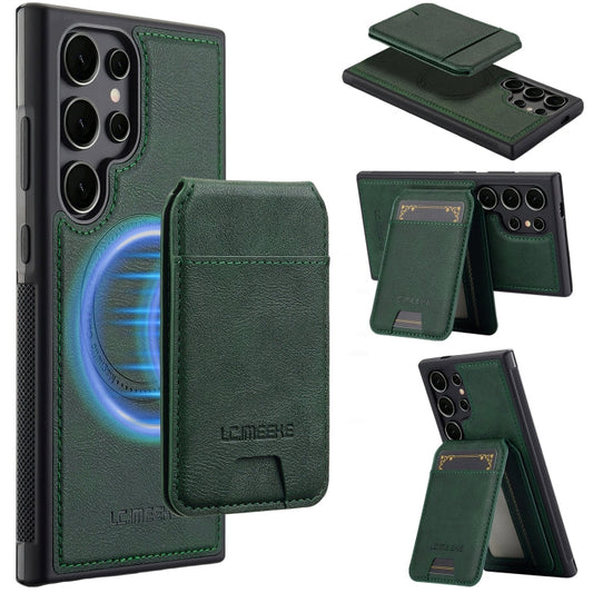 For Samsung Galaxy S23 Ultra 5G LC.IMEEKE L3 Series Detachable RFID Card Bag Magsafe Phone Case(Green)