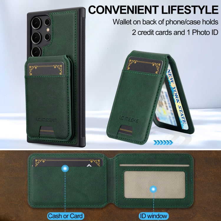 For Samsung Galaxy S23 Ultra 5G LC.IMEEKE L3 Series Detachable RFID Card Bag Magsafe Phone Case(Green)