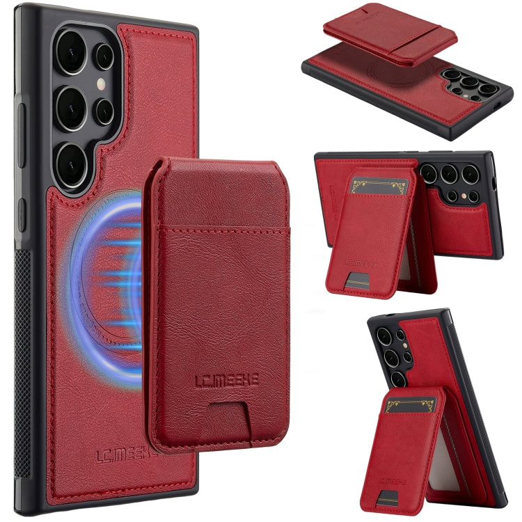 For Samsung Galaxy S23 Ultra 5G LC.IMEEKE L3 Series Detachable RFID Card Bag Magsafe Phone Case(Red)