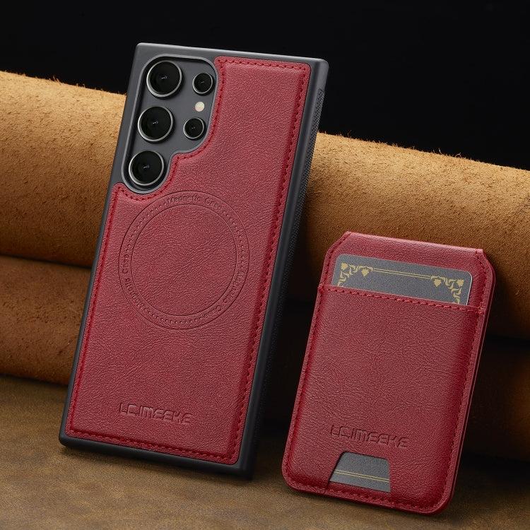 For Samsung Galaxy S23 Ultra 5G LC.IMEEKE L3 Series Detachable RFID Card Bag Magsafe Phone Case(Red)
