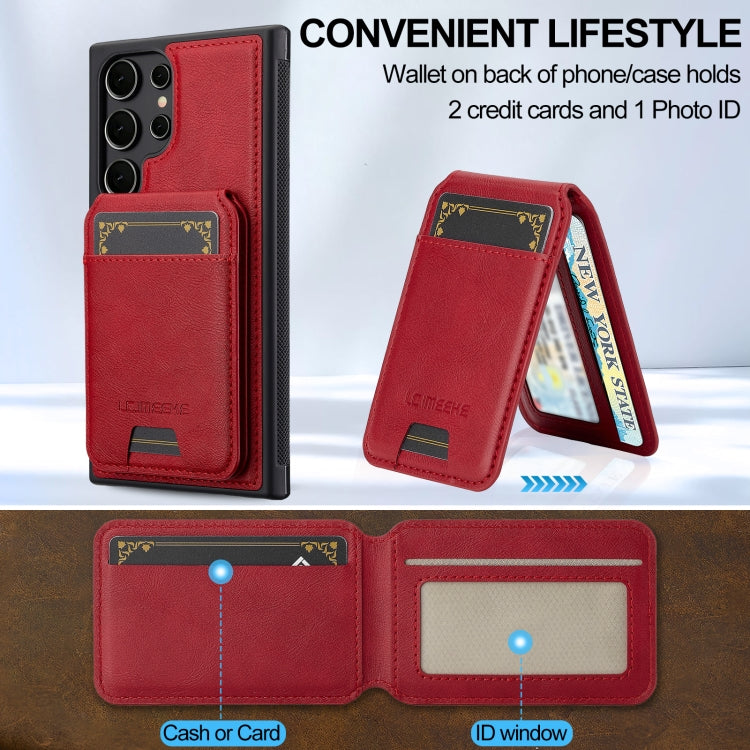 For Samsung Galaxy S23 Ultra 5G LC.IMEEKE L3 Series Detachable RFID Card Bag Magsafe Phone Case(Red)