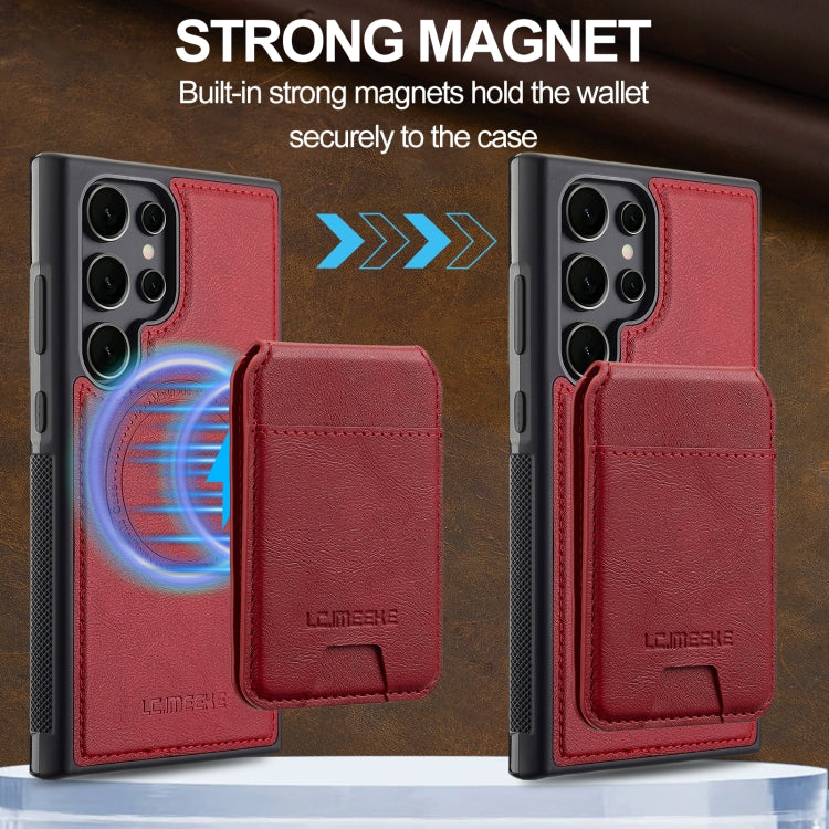For Samsung Galaxy S23 Ultra 5G LC.IMEEKE L3 Series Detachable RFID Card Bag Magsafe Phone Case(Red)