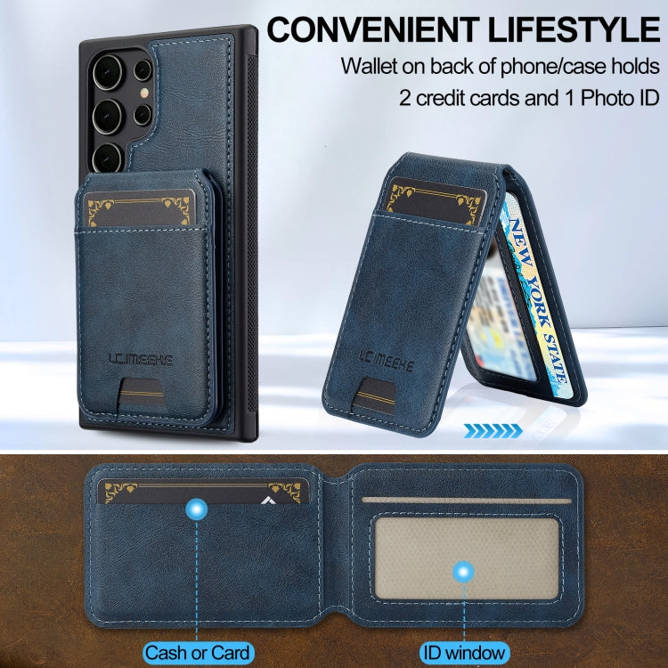 For Samsung Galaxy S22 Ultra 5G LC.IMEEKE L3 Series Detachable RFID Card Bag Magsafe Phone Case(Blue)
