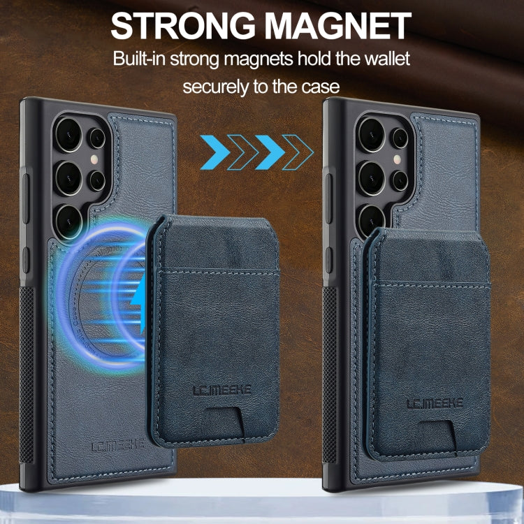 For Samsung Galaxy S22 Ultra 5G LC.IMEEKE L3 Series Detachable RFID Card Bag Magsafe Phone Case(Blue)
