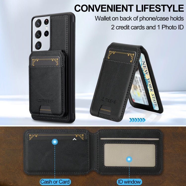 For Samsung Galaxy S21 Ultra 5G LC.IMEEKE L3 Series Detachable RFID Card Bag Magsafe Phone Case(Black)