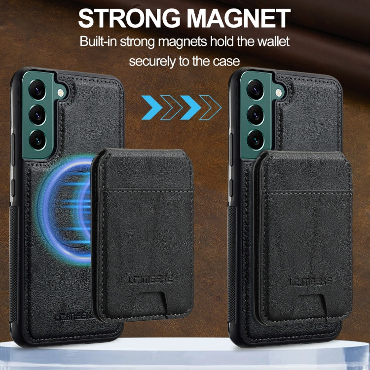 For Samsung Galaxy S21+ 5G LC.IMEEKE L3 Series Detachable RFID Card Bag Magsafe Phone Case(Black)
