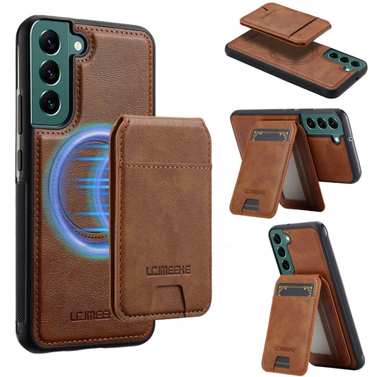 For Samsung Galaxy S21+ 5G LC.IMEEKE L3 Series Detachable RFID Card Bag Magsafe Phone Case(Brown)
