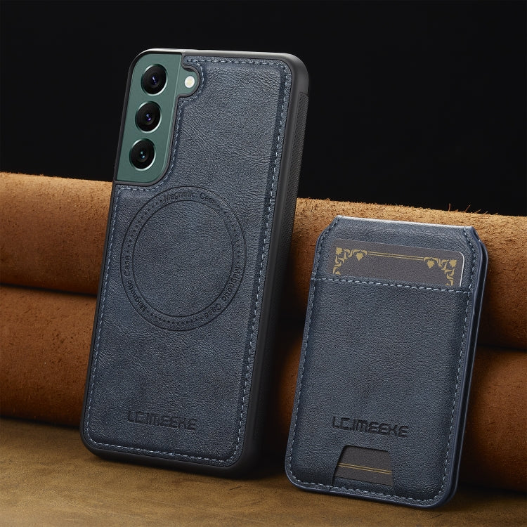 For Samsung Galaxy S21+ 5G LC.IMEEKE L3 Series Detachable RFID Card Bag Magsafe Phone Case(Blue)