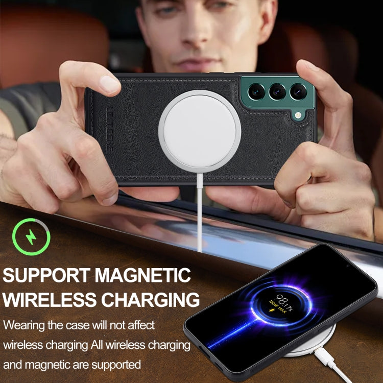 For Samsung Galaxy S22 5G LC.IMEEKE L3 Series Detachable RFID Card Bag Magsafe Phone Case(Black)