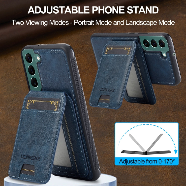 For Samsung Galaxy S22 5G LC.IMEEKE L3 Series Detachable RFID Card Bag Magsafe Phone Case(Blue)