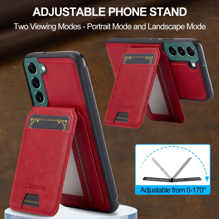 For Samsung Galaxy S22 5G LC.IMEEKE L3 Series Detachable RFID Card Bag Magsafe Phone Case(Red)