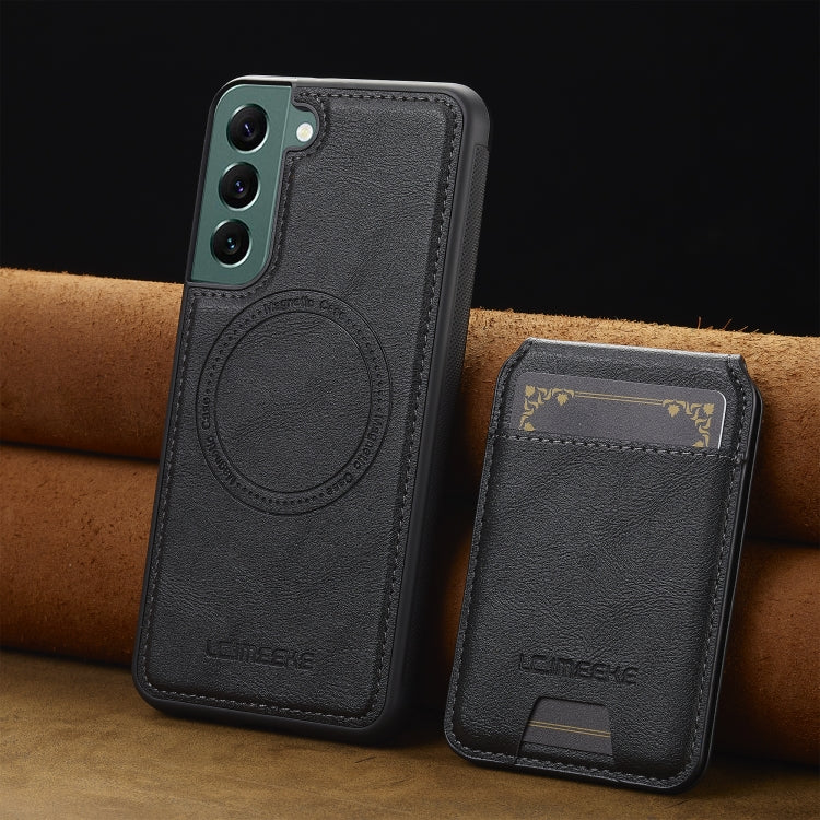 For Samsung Galaxy S22+ 5G LC.IMEEKE L3 Series Detachable RFID Card Bag Magsafe Phone Case(Black)