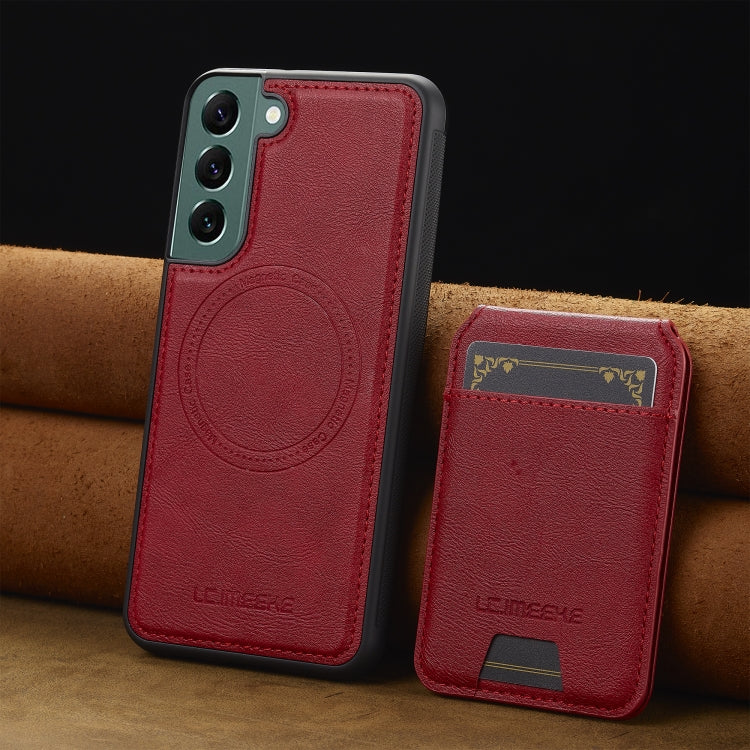 For Samsung Galaxy S22+ 5G LC.IMEEKE L3 Series Detachable RFID Card Bag Magsafe Phone Case(Red)