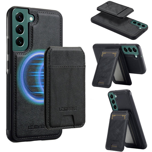 For Samsung Galaxy S21 FE 5G LC.IMEEKE L3 Series Detachable RFID Card Bag Magsafe Phone Case(Black)