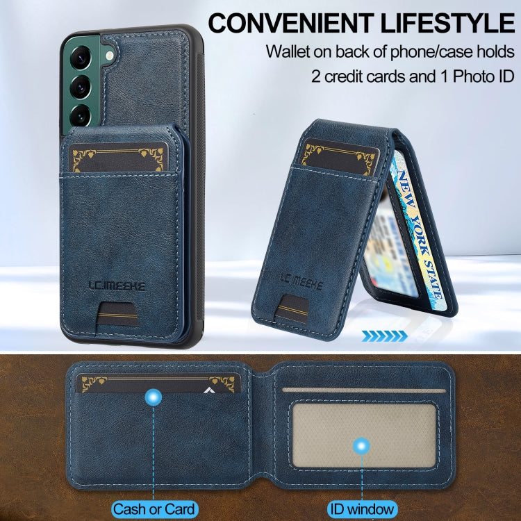 For Samsung Galaxy S21 FE 5G LC.IMEEKE L3 Series Detachable RFID Card Bag Magsafe Phone Case(Blue)