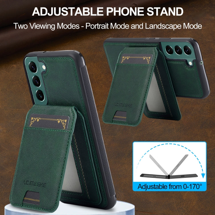 For Samsung Galaxy S21 FE 5G LC.IMEEKE L3 Series Detachable RFID Card Bag Magsafe Phone Case(Green)