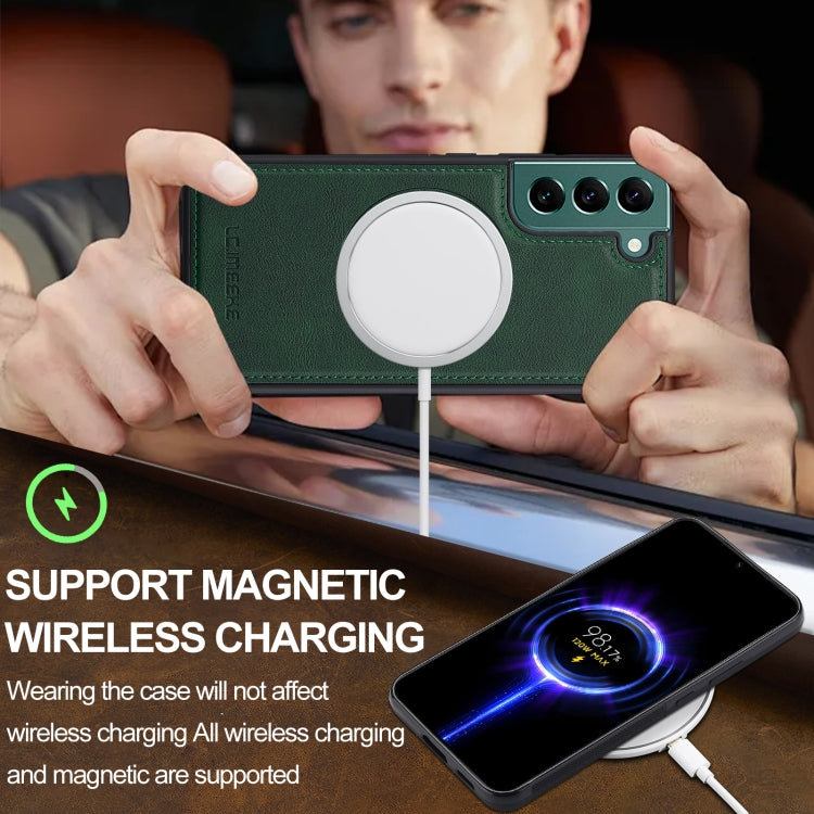 For Samsung Galaxy S21 FE 5G LC.IMEEKE L3 Series Detachable RFID Card Bag Magsafe Phone Case(Green)