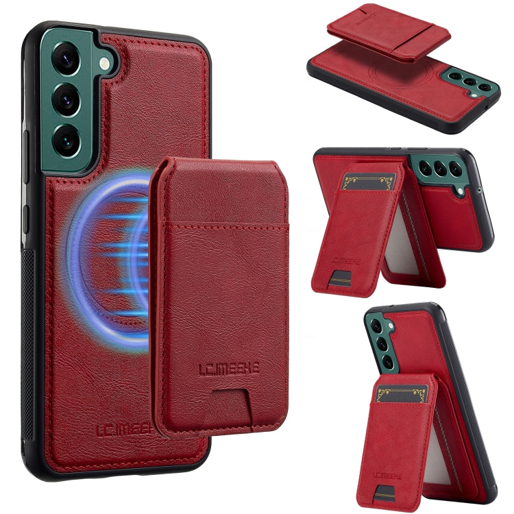 For Samsung Galaxy S21 FE 5G LC.IMEEKE L3 Series Detachable RFID Card Bag Magsafe Phone Case(Red)