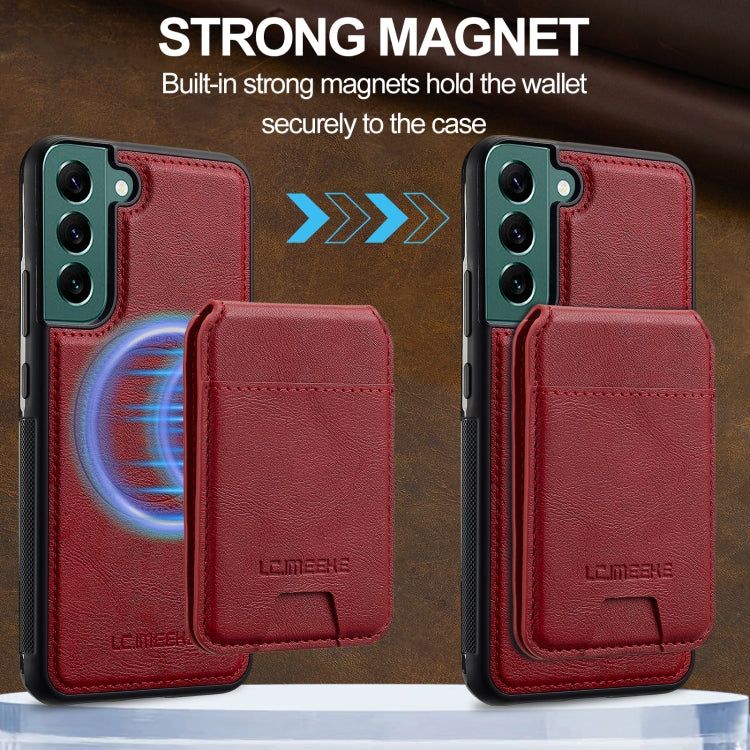 For Samsung Galaxy S21 FE 5G LC.IMEEKE L3 Series Detachable RFID Card Bag Magsafe Phone Case(Red)