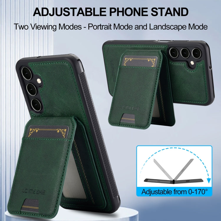 For Samsung Galaxy A55 5G LC.IMEEKE L3 Series Detachable RFID Card Bag Magsafe Phone Case(Green)