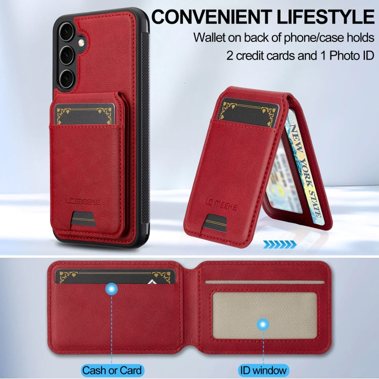 For Samsung Galaxy A55 5G LC.IMEEKE L3 Series Detachable RFID Card Bag Magsafe Phone Case(Red)