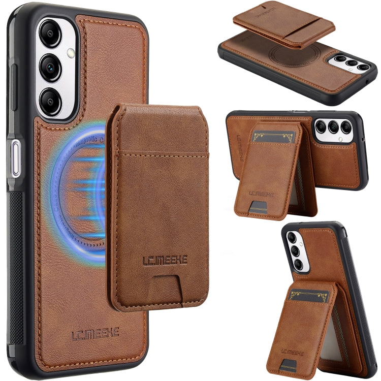 For Samsung Galaxy A54 5G LC.IMEEKE L3 Series Detachable RFID Card Bag Magsafe Phone Case(Brown)