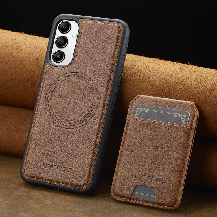 For Samsung Galaxy A54 5G LC.IMEEKE L3 Series Detachable RFID Card Bag Magsafe Phone Case(Brown)