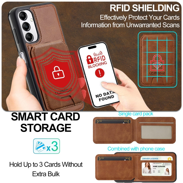 For Samsung Galaxy A54 5G LC.IMEEKE L3 Series Detachable RFID Card Bag Magsafe Phone Case(Brown)