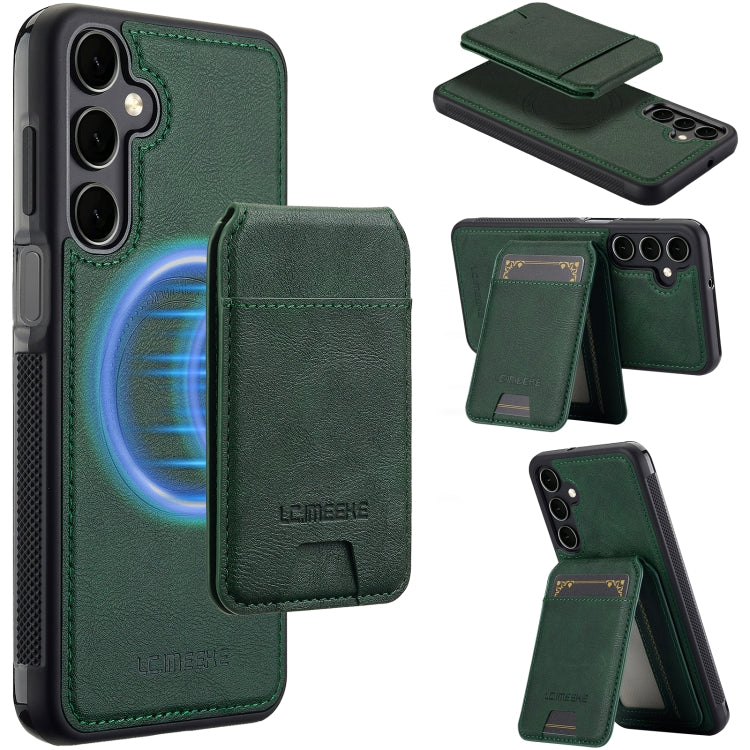 For Samsung Galaxy A35 5G LC.IMEEKE L3 Series Detachable RFID Card Bag Magsafe Phone Case(Green)