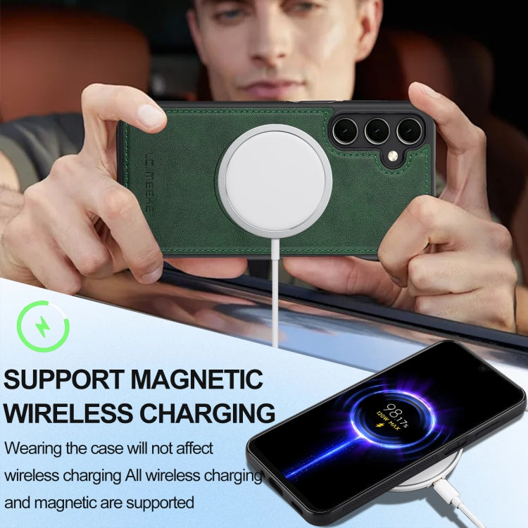 For Samsung Galaxy A35 5G LC.IMEEKE L3 Series Detachable RFID Card Bag Magsafe Phone Case(Green)