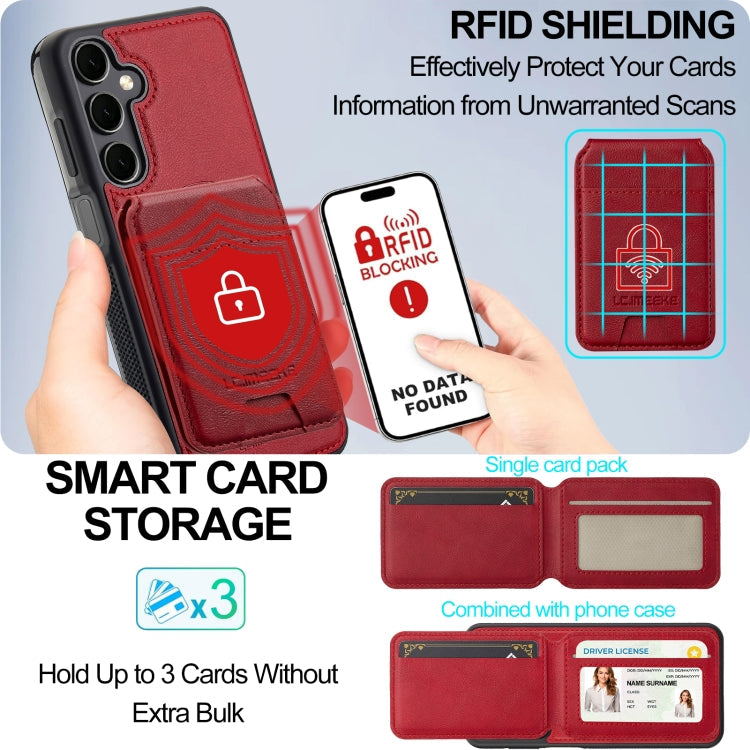 For Samsung Galaxy A35 5G LC.IMEEKE L3 Series Detachable RFID Card Bag Magsafe Phone Case(Red)